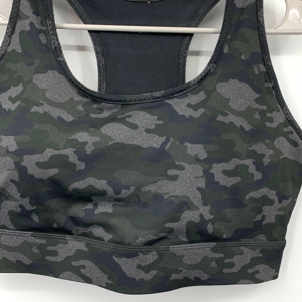 Fabletics Camo Sports Bra - Black and Gray - Picture 4 of 9